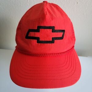 Chevrolet Hat Chevy Logo Red Rope Trucker Snapback Braid Gold Medal‎ Vintage